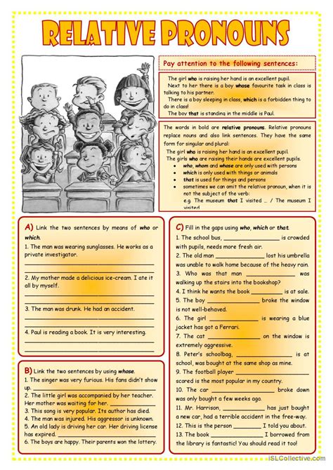 Relative Pronouns English Grammar Worksheet