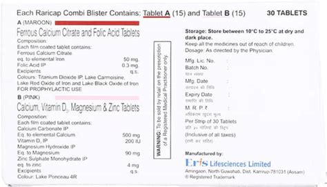 Buy Raricap Combi Strip Of 30 Tablets Online & Save Up to 24% at PharmEasy
