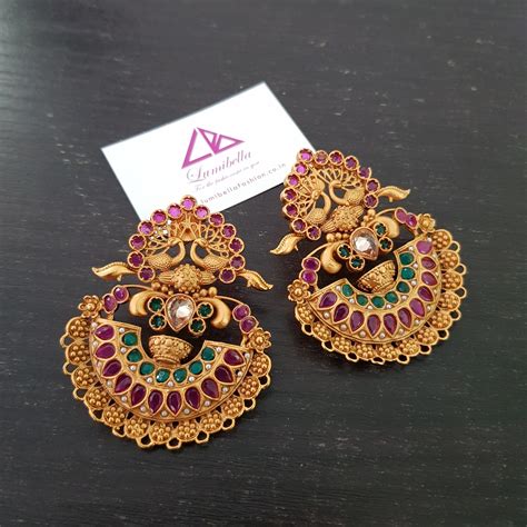 Peacock Style Matte Chandbali Earrings – LumibellaFashion