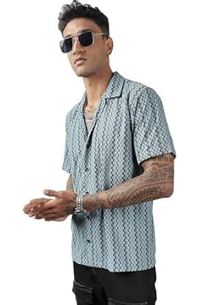 SWADESI STUFF Men's Geometric Print Regular Fit Polycotton Shirt ...
