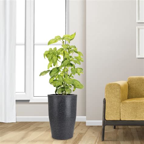 GTB Round Tower 24" Tall Tower German Polymer Marble Texture Flower Pot ...