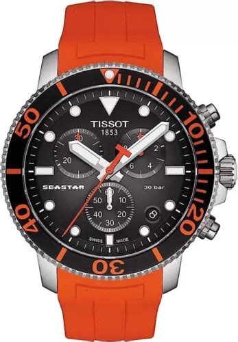 Tissot Seastar 1000 Chronograph Orange Rubber Men's India | Ubuy