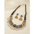 Silver Toned Handcrafted Brass Choker with Earrings- Set of 2