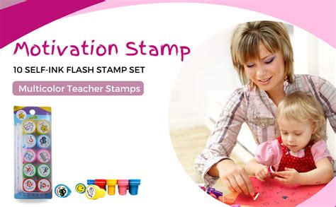 Oytra 10 Self Red Ink Stamps for Motivation Reward Kids Teachers ...