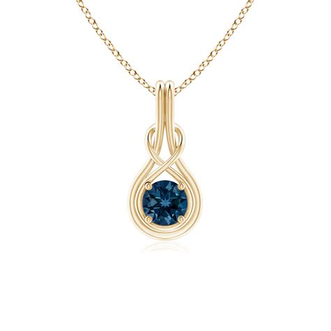 Round London Blue Topaz Solitaire Infinity Knot Pendant