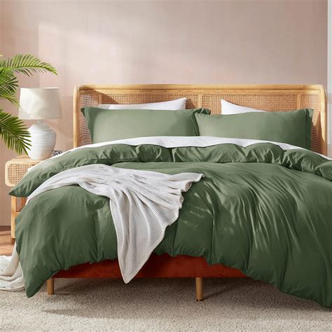 Amazon.com: Nestl Olive Green Duvet Cover King Size - Soft Double ...