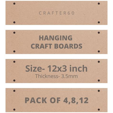 CRAFTER60 Rectangular Hanging MDF Boards for Art and Craft 12x3 Inch-3 ...
