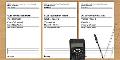GCSE Maths Practice Papers 1, 2 and 3 Foundation (Set B) Edexcel ...