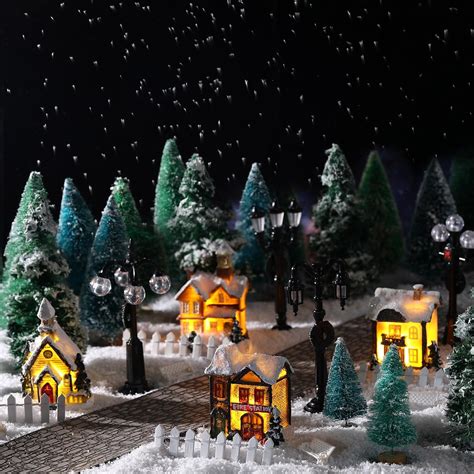 Amazon.com: Kasyat 27 Pcs Christmas Village Sets Christmas Village ...