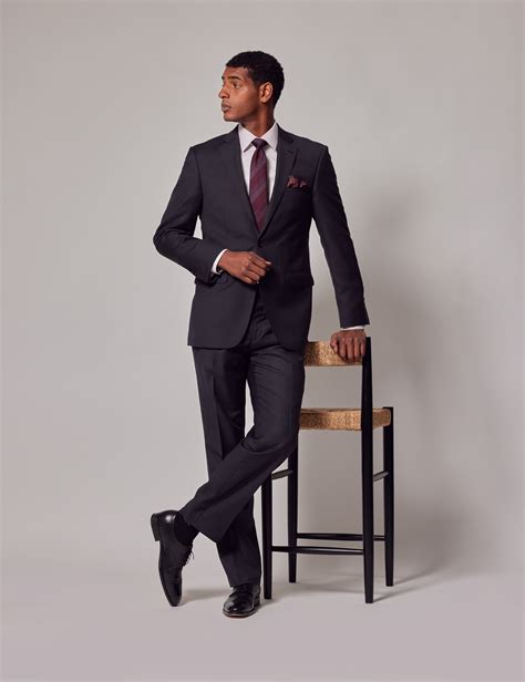 Men's Dark Charcoal Twill Classic Fit Suit
