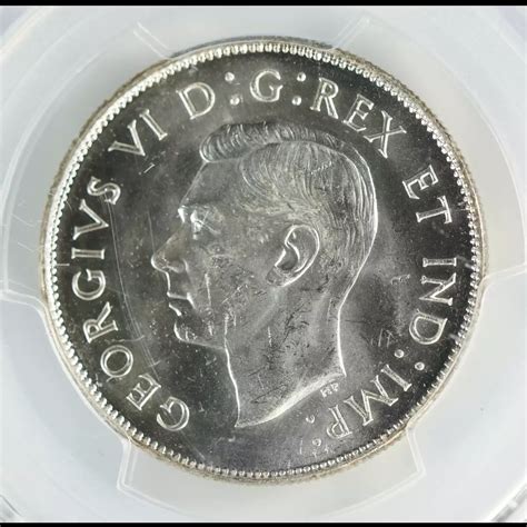 1946-PHILADELPHIA CANADA Silver 50 CENTS PCGS MS-63 Narrow Date ...