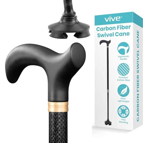 Vive Carbon Fiber Walking Cane with Quad Base - Lightweight Stick for ...