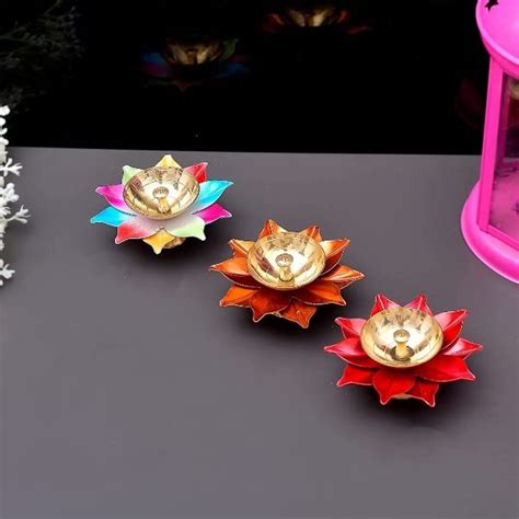Buy F A Handicraft. Handicraft Brass Lotus Diya for Puja Kamal Patti ...