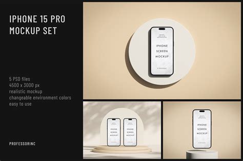 iPhone 15 Pro Mockup Set on Yellow Images Creative Store - 136716