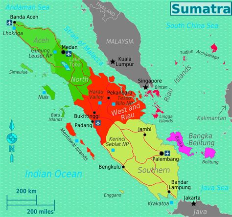 Administrative divisions map of Sumatra - Ontheworldmap.com