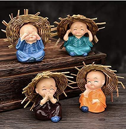 NRSON® Set of 4 Baby Hat Monk Buddha Idols Showpiece for Car Dashboard ...