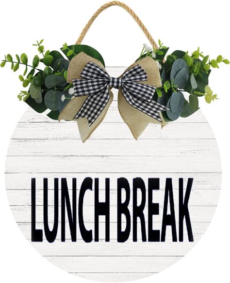 Eveokoki 11" Out To Lunch, Lunch Break Wood Door Sign For Dining Break ...