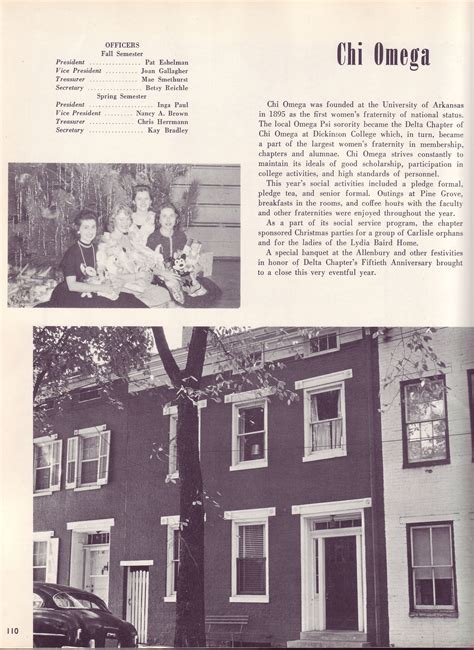 Chi Omega in 1957 | Women's Experiences at Dickinson College