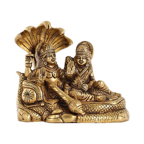 Buy Superfine Brass Vishnu Narayan lakshmi idol 7" - Budhshiv.com