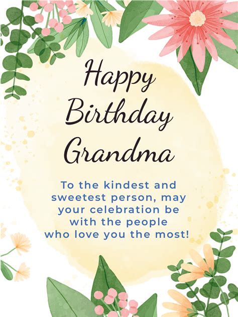 Love You The Most – Happy Birthday Grandmother Cards with Floral Design