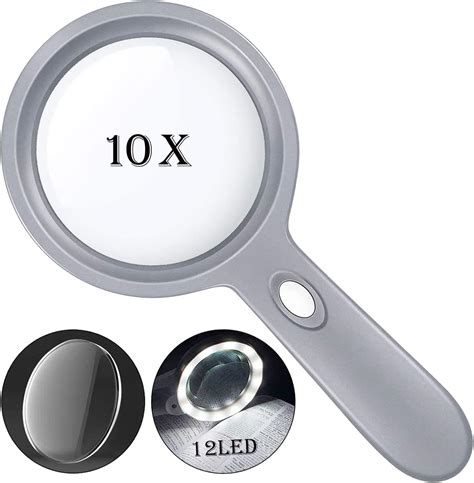 Amazon.com: HYOIIO 10X Handheld Magnifying Glass-Lighted Reading ...