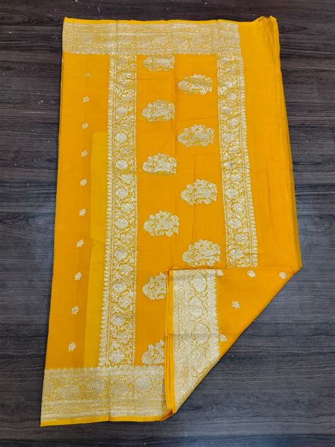 Banarasi Khaddi Georgette Pure Silk Kaduwa Weaving Silver Zari Saree ...