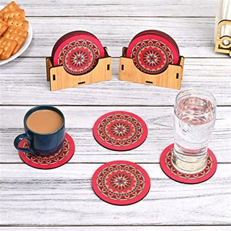 Gift Kya De GKD Coaster Set of 6 Beautiful Wooden Coasters with Proper ...