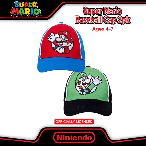 Buy Nintendo Boys Super Mario Cotton 2 pack Baseball Cap (Ages 4-7 ...