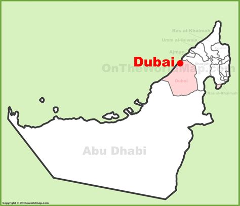 Dubai location on the UAE (United Arab Emirates) Map - Ontheworldmap.com