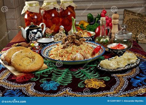 Food Set Central Asian Cuisine Stock Image - Image of dish, lagman ...