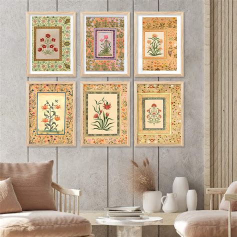 Traditional Indian Inspired Madhubani Art Prints with Frame for Living ...
