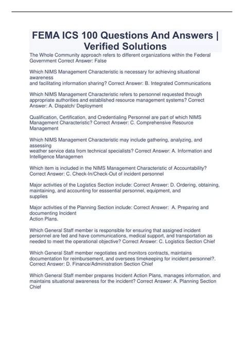 Image result for ICS 100 Answer Sheet