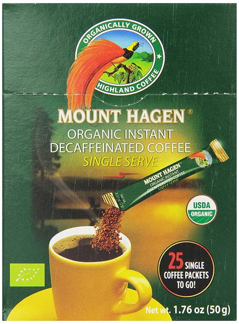Mount Hagen Organic Instant Decaffeinated Coffee, 25-Count Single Serve ...