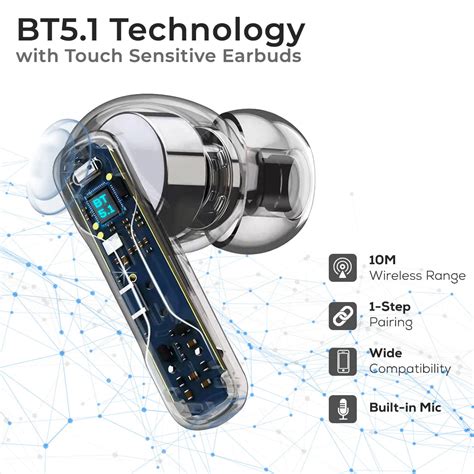 pTron Bassbuds Tango in-Ear TWS Earbuds, TruTalk AI-ENC Calls, Movie M ...
