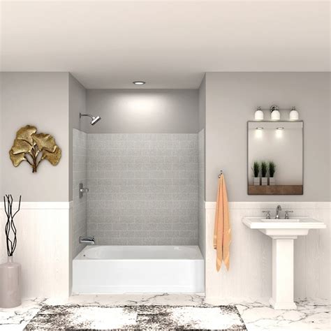 Transolid SaraMar 36-in L x 60-in W x 60-in H Grey Beach 3-Piece Glue ...