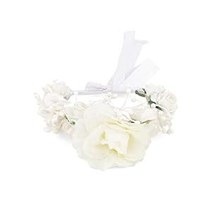 Buy sanjog Floral White Rose Flower Fabric Pearl Handmade Wrist Band ...