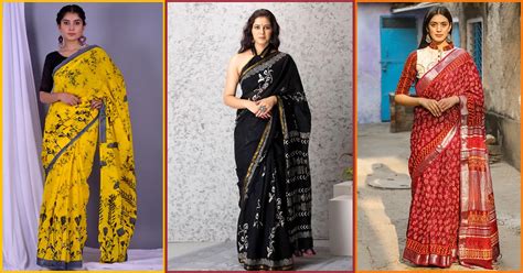 हैंड ब्लॉक प्रिंटेड साड़ी: न्यू डिज़ाइनर कलेक्शन - DusBus