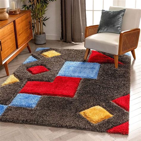 Buy Carpetify Modern Geometric 3D Textured Thick And Soft Shaggy ...