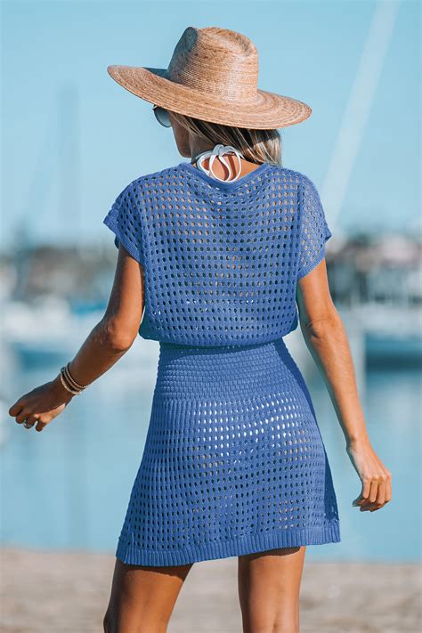 Crochet V-Neck Cutout Cover-Up Dress