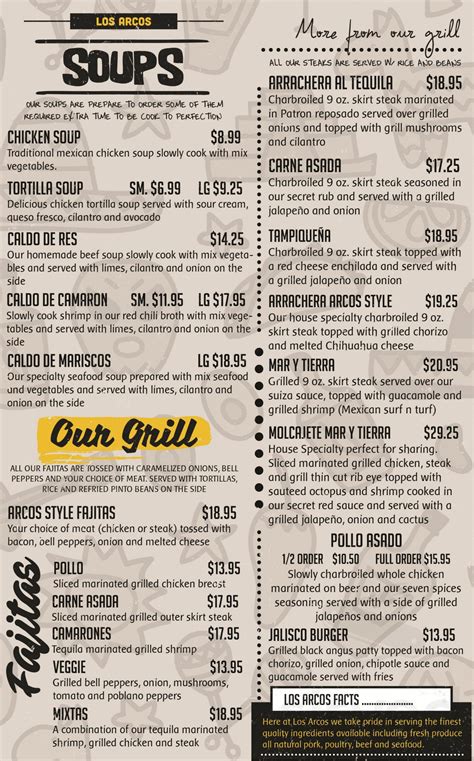 Menu - Woodridge IL's Los Arcos Mexican Grill Woodridge | Sirved