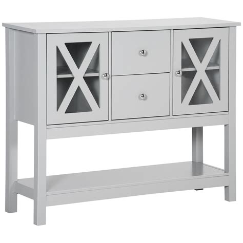 Buy HOMCOM Modern Sideboard, Glass Door Buffet Cabinet with Storage ...