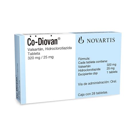 Co-Diovan Valsartán, Hidroclorotiazida 320/25 Mg Caja Con 28 Tabletas – Farmacia Coyoacán