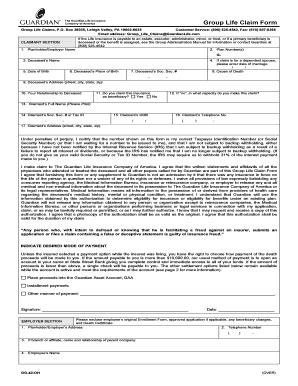Group Life Claim Form - Blank Fillable Template | Fill Out, Print ...