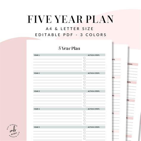 Printable 5 Year Plan Template