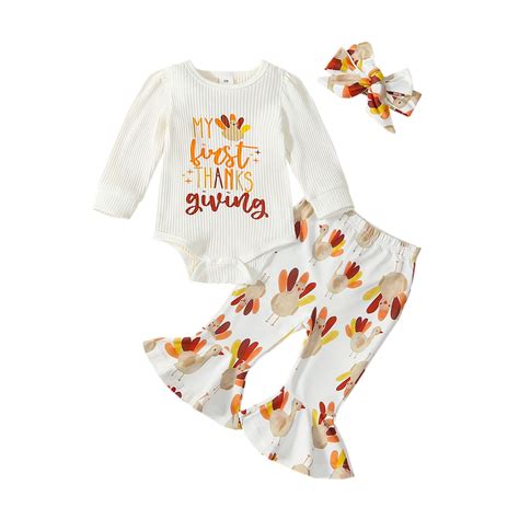 My First Thanksgiving Baby Girl Outfit 3M 6M 12M 18M Newborn Turkey ...