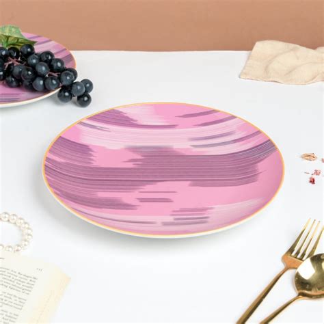 Jazz Decal Ceramic Dinner Plate Pink 10.5 Inch