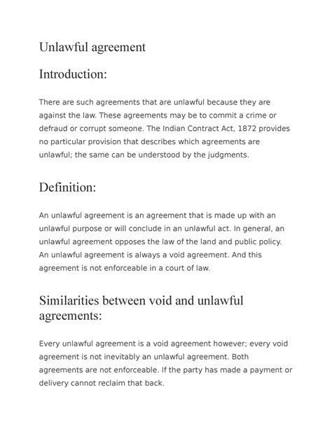 Contract - Unlawful agreement Introduction: There are such agreements ...