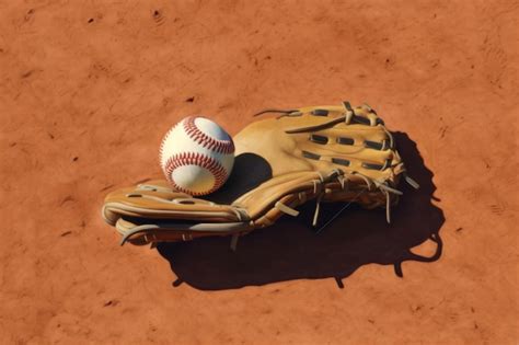 Modern day softball glove laying on baseball field | Premium AI ...