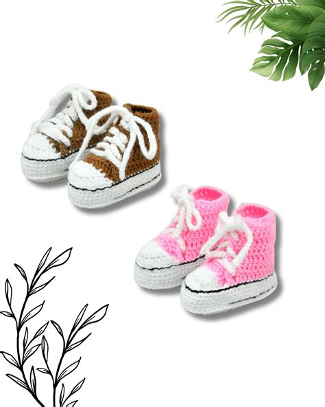 Pack of 2 Pink & Brown Woollen Handmade Crochet Baby Booties for Girls ...