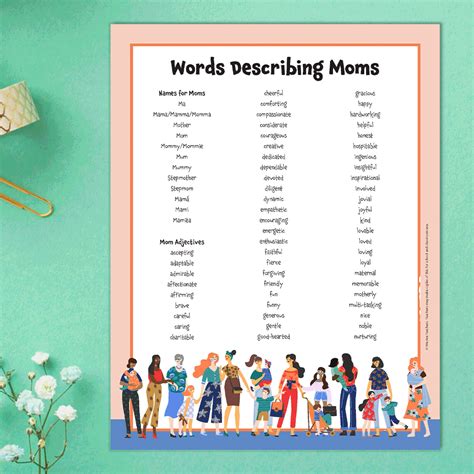 130+ Words About Moms (Free Printable List)